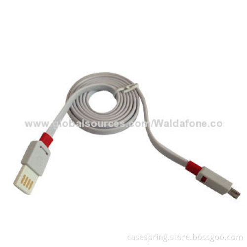 Dual USB flat noodle micro USB charging and data sync cable for Samsung, HTCNew